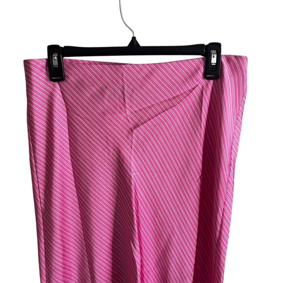 ZARA Striped Satin Midi Skirt Pink Size M | Mid-Rise, Elastic Waist, Satin NWT - Picture 7 of 11